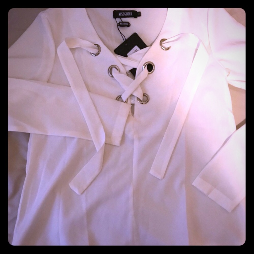 Lace up ivory blouse